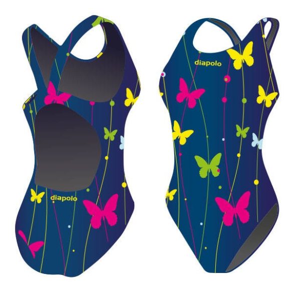 Mädchen Schwimmanzug-Butterfly 2 blau mit breiten Trägern